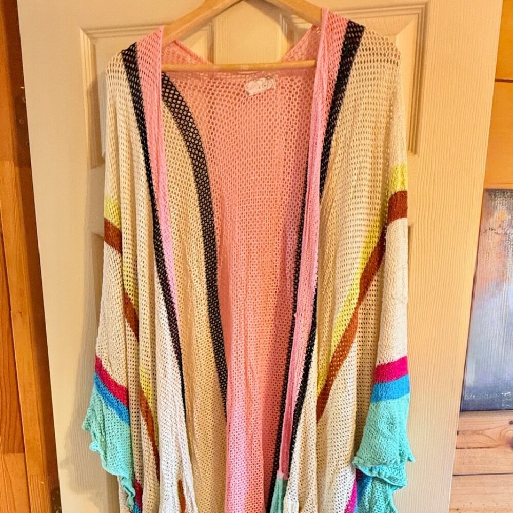 Free People Sea Vista Stripe Ruffle Duster - NWOT